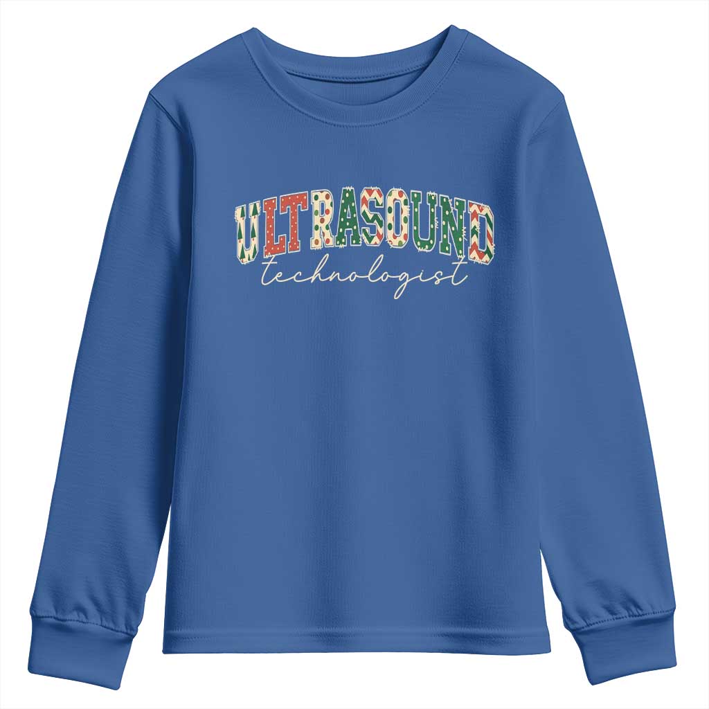 Christmas Ultrasound Technologist Youth Sweatshirt Sonographer Sonography Student Gift TS10 Royal Blue Print Your Wear