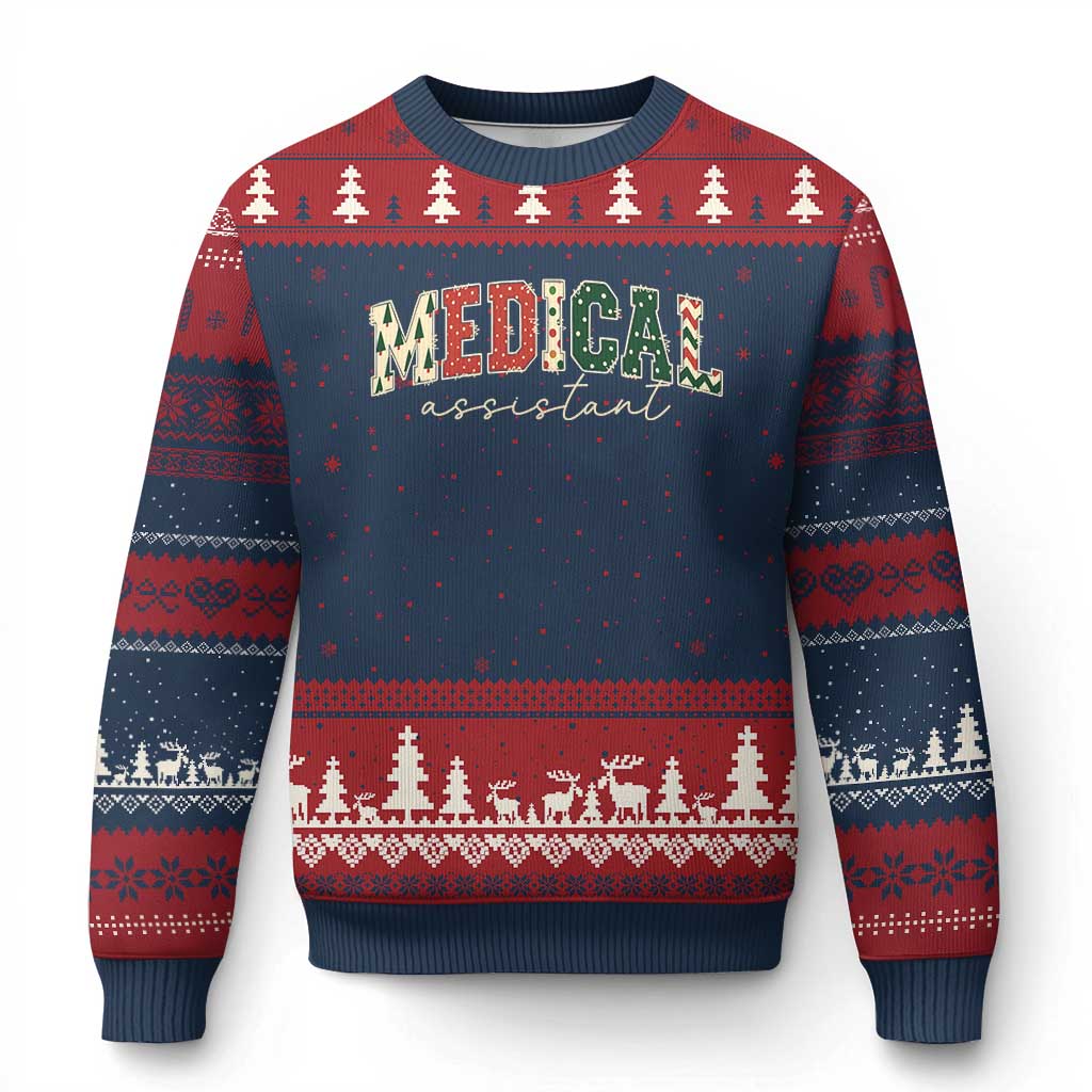 Xmas Medical Assistant Ugly Christmas Sweater MA Nurse Grad Gift TS10 Navy Red Print Your Wear