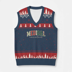 Xmas Medical Assistant V-Neck Knit Sweater Vest MA Nurse Grad Gift TS10 Navy Red Print Your Wear