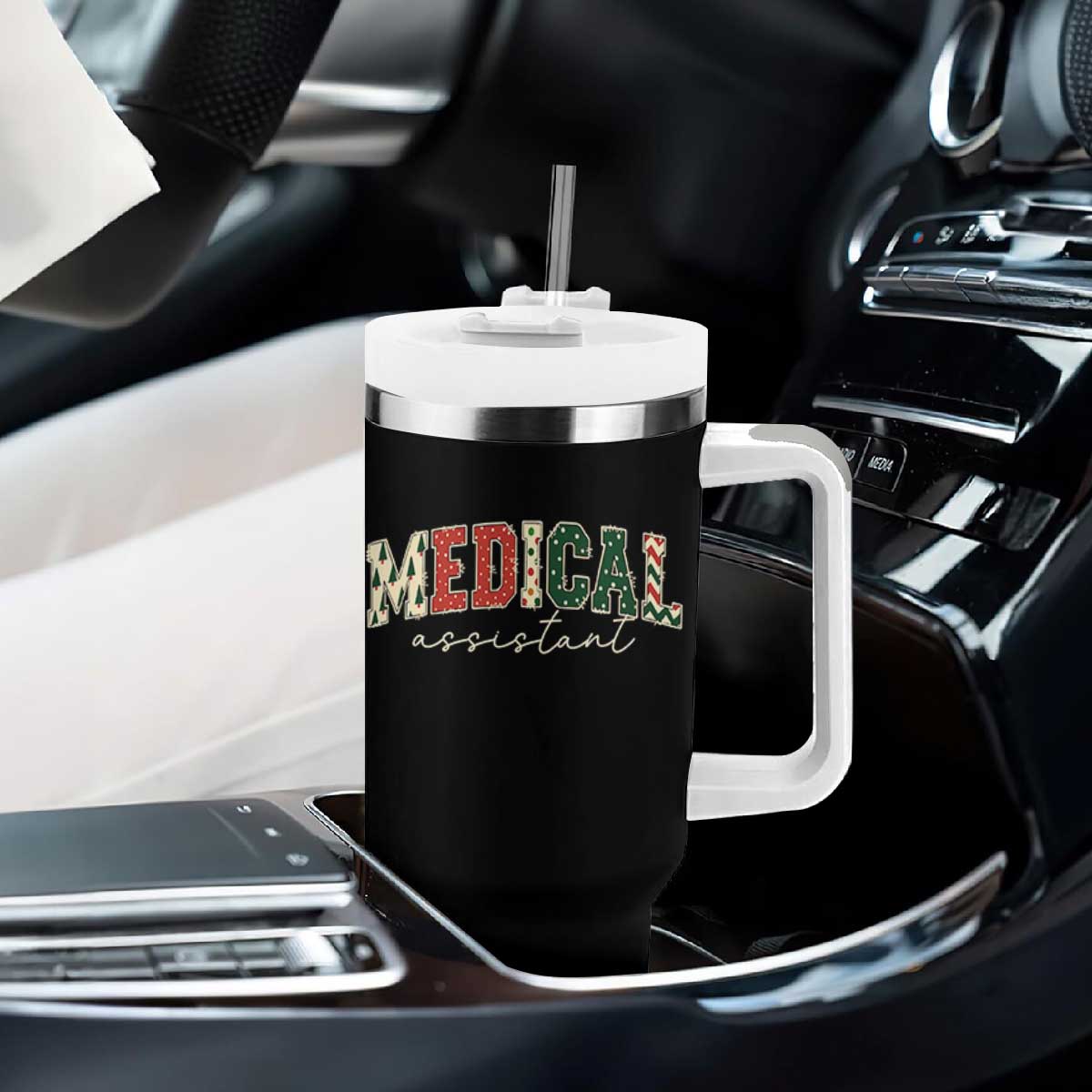 Christmas Medical Assistant Tumbler With Handle MA Nurse Grad Gift - Print Your Wear