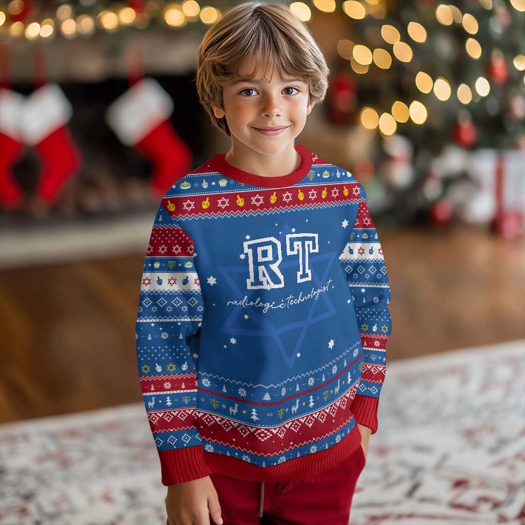 Radiology Technologist Hanukkah Ugly Sweater RT Xray Rad Tech Gift TS10 Blue Red Print Your Wear