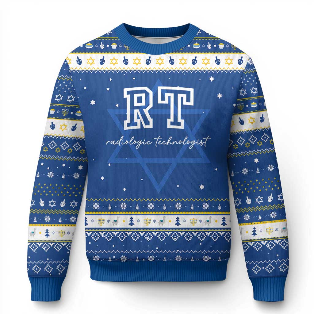 Radiology Technologist Hanukkah Ugly Sweater RT Xray Rad Tech Gift TS10 Blue White Print Your Wear