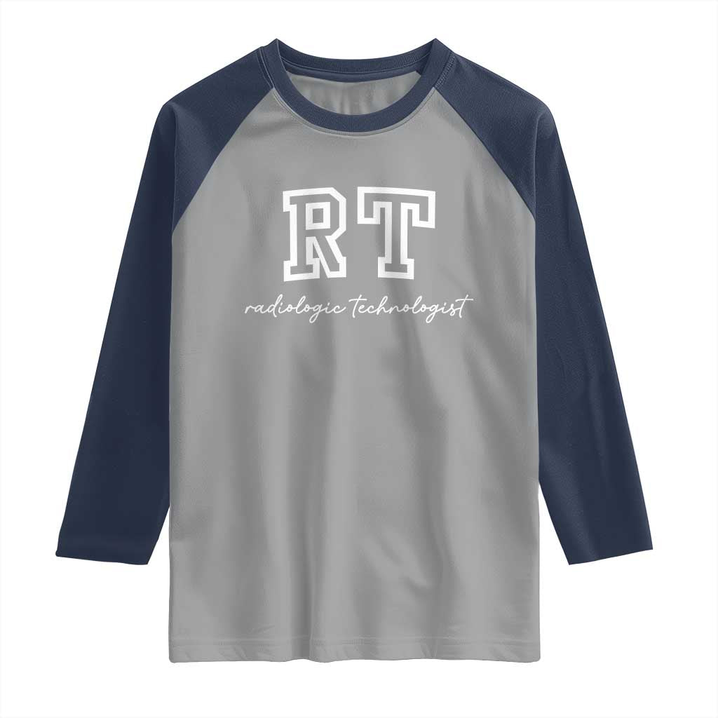 Radiology Technologist Raglan Shirt RT Xray Rad Tech Gift TS10 Sport Gray Navy Print Your Wear
