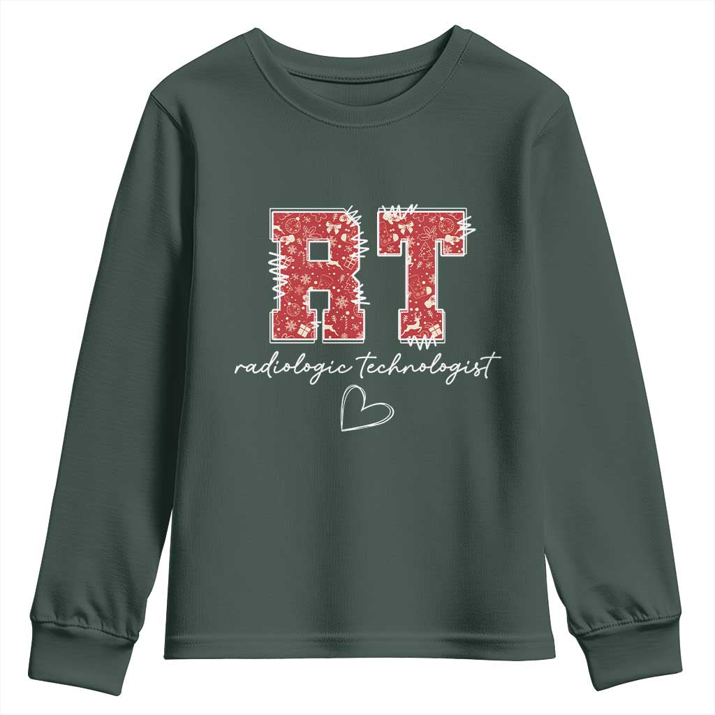 Christmas Radiology Youth Sweatshirt RT Xray Rad Tech Gift TS10 Dark Forest Green Print Your Wear