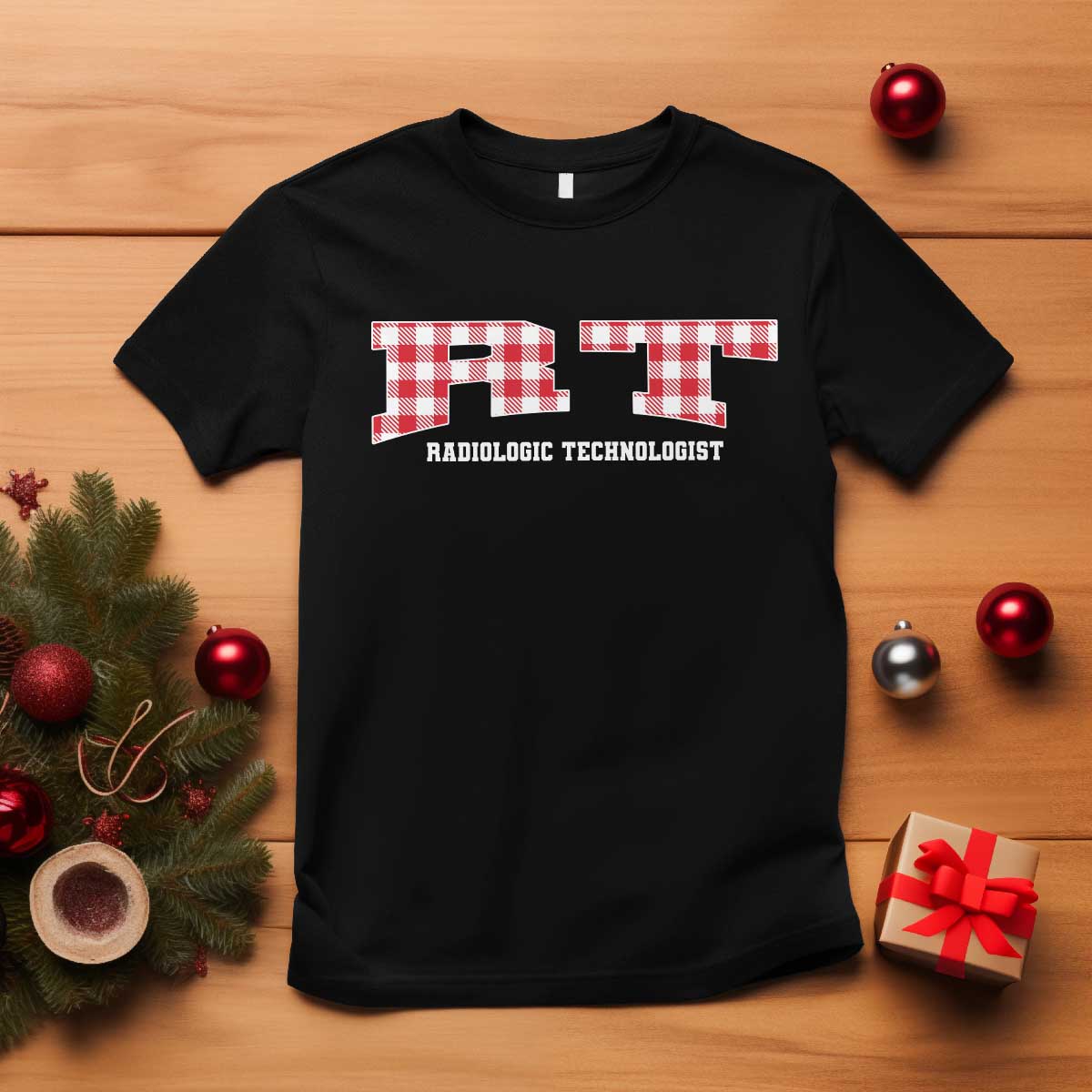 Christmas Radiology Technologist T Shirt Buffalo Plaid RT Rad Tech Gift - Print Your Wear