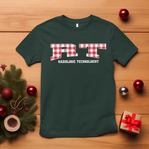Christmas Radiology Technologist T Shirt Buffalo Plaid RT Rad Tech Gift TS10 Dark Forest Green Print Your Wear