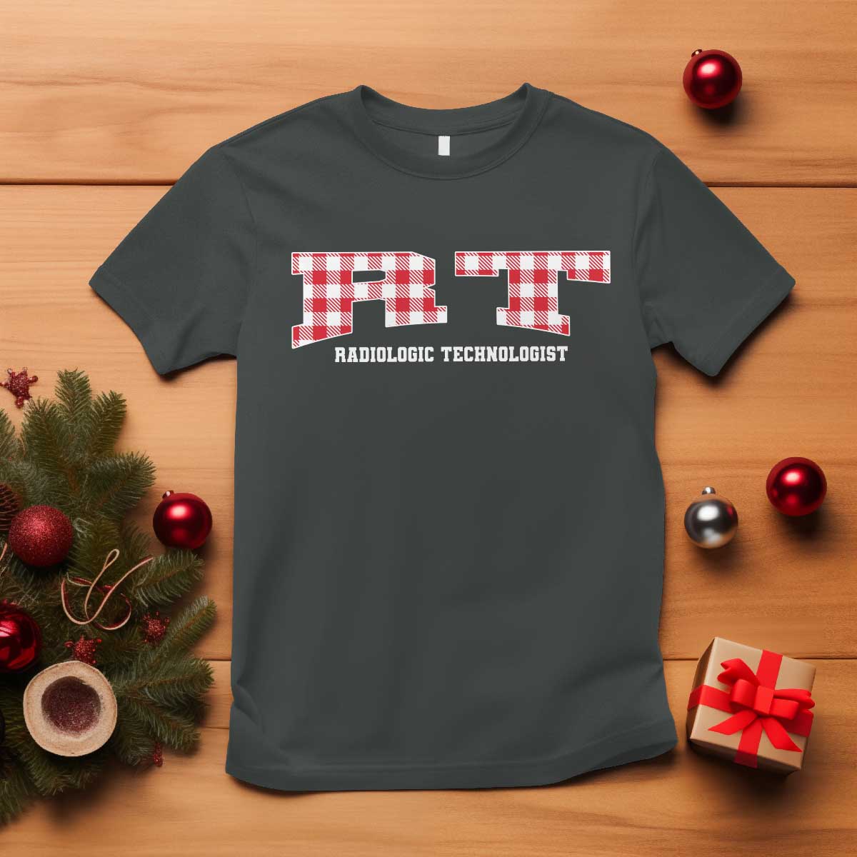 Christmas Radiology Technologist T Shirt Buffalo Plaid RT Rad Tech Gift - Print Your Wear