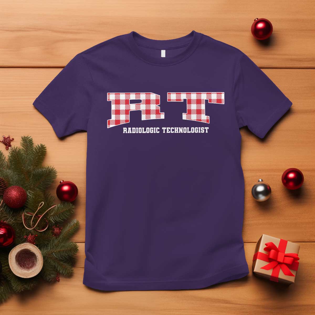 Christmas Radiology Technologist T Shirt Buffalo Plaid RT Rad Tech Gift - Print Your Wear