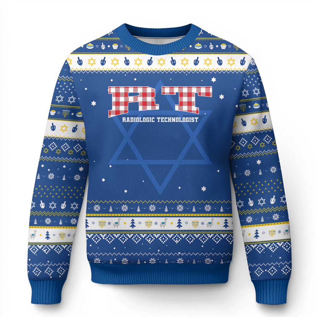 Christmas Radiology Technologist Hanukkah Ugly Sweater Buffalo Plaid RT Rad Tech Gift TS10 Blue White Print Your Wear