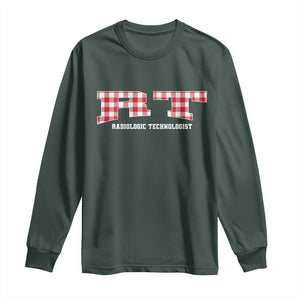 Christmas Radiology Technologist Long Sleeve Shirt Buffalo Plaid RT Rad Tech Gift TS10 Dark Forest Green Print Your Wear