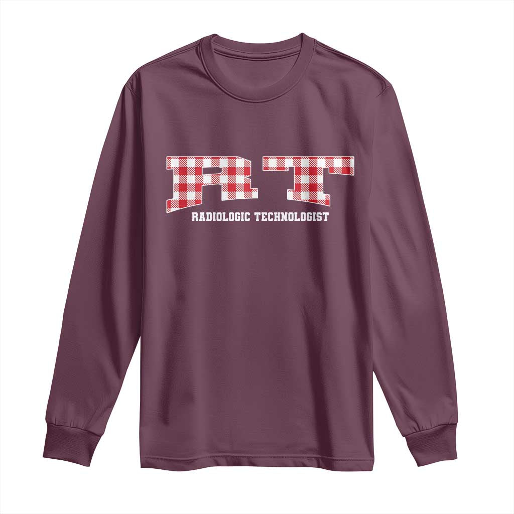 Christmas Radiology Technologist Long Sleeve Shirt Buffalo Plaid RT Rad Tech Gift TS10 Maroon Print Your Wear