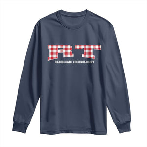 Christmas Radiology Technologist Long Sleeve Shirt Buffalo Plaid RT Rad Tech Gift TS10 Navy Print Your Wear