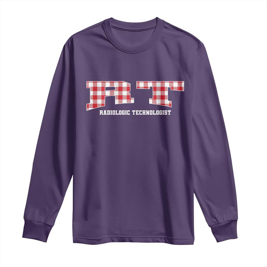 Christmas Radiology Technologist Long Sleeve Shirt Buffalo Plaid RT Rad Tech Gift TS10 Purple Print Your Wear