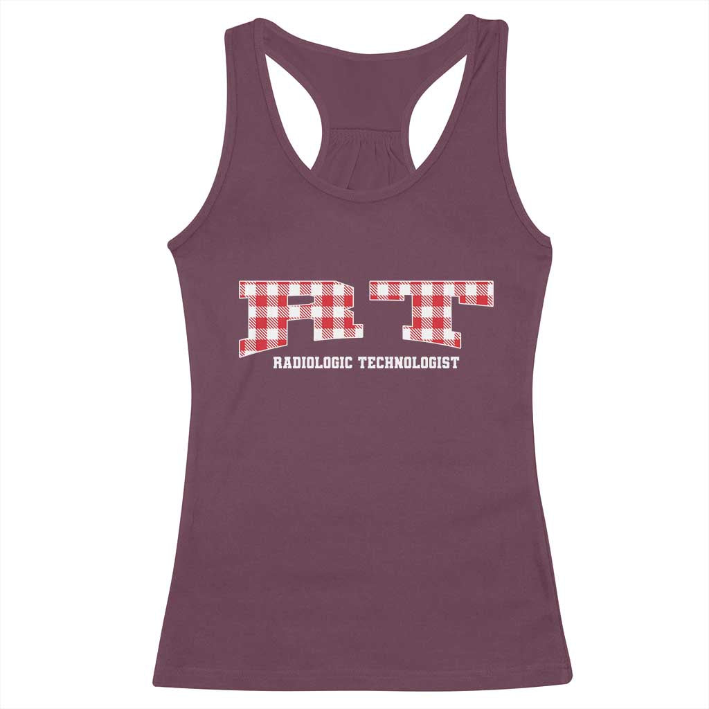 Christmas Radiology Technologist Racerback Tank Top Buffalo Plaid RT Rad Tech Gift TS10 Maroon Print Your Wear