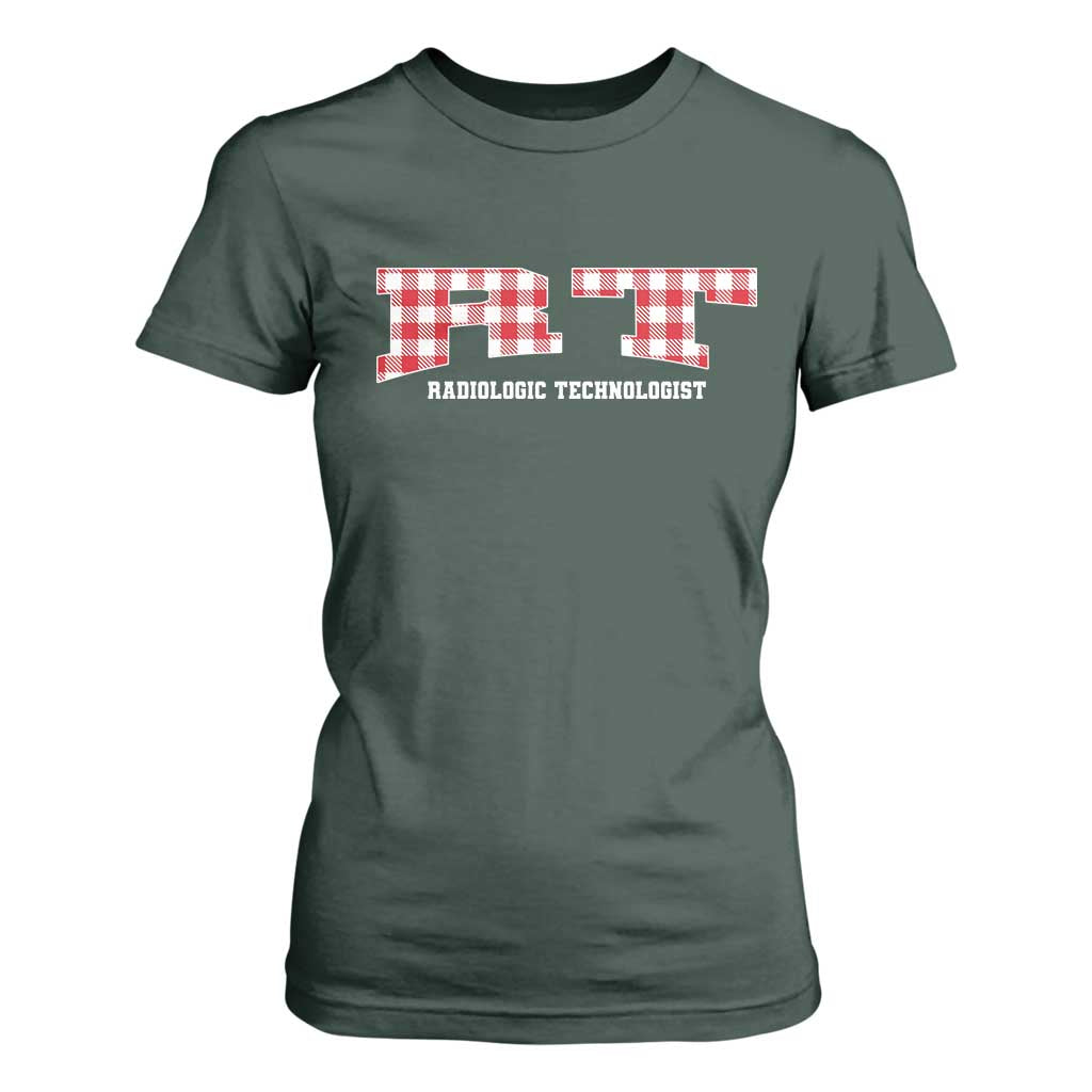 Christmas Radiology Technologist T Shirt For Women Buffalo Plaid RT Rad Tech Gift TS10 Dark Forest Green Print Your Wear