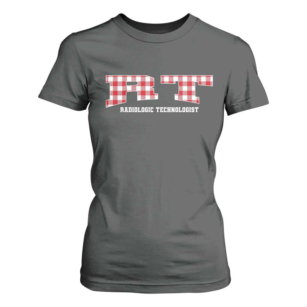 Christmas Radiology Technologist T Shirt For Women Buffalo Plaid RT Rad Tech Gift TS10 Dark Heather Print Your Wear