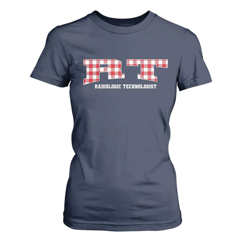 Christmas Radiology Technologist T Shirt For Women Buffalo Plaid RT Rad Tech Gift TS10 Navy Print Your Wear