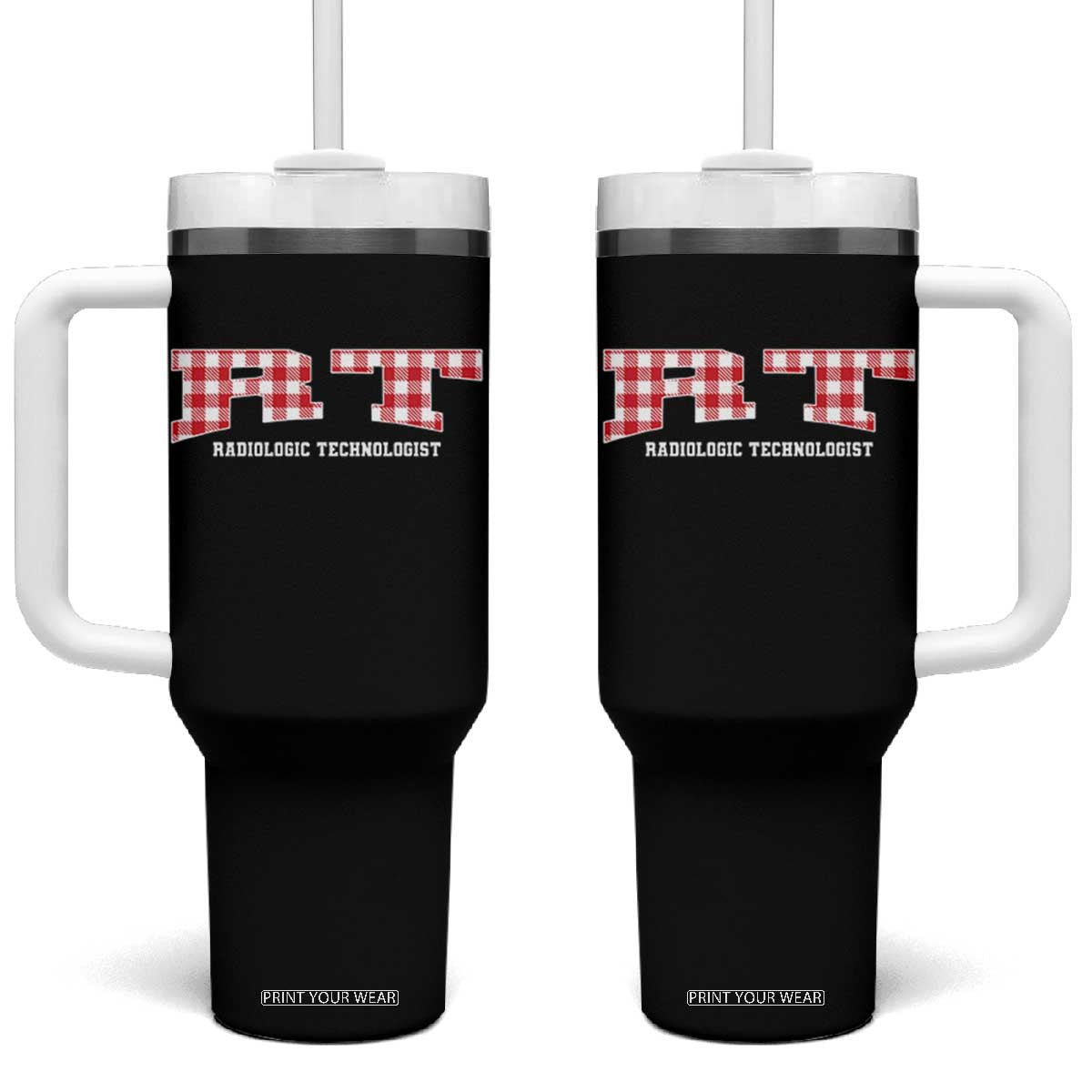 Christmas Radiology Technologist Tumbler With Handle Buffalo Plaid RT Rad Tech Gift TS10 One Size: 40 oz Black Print Your Wear