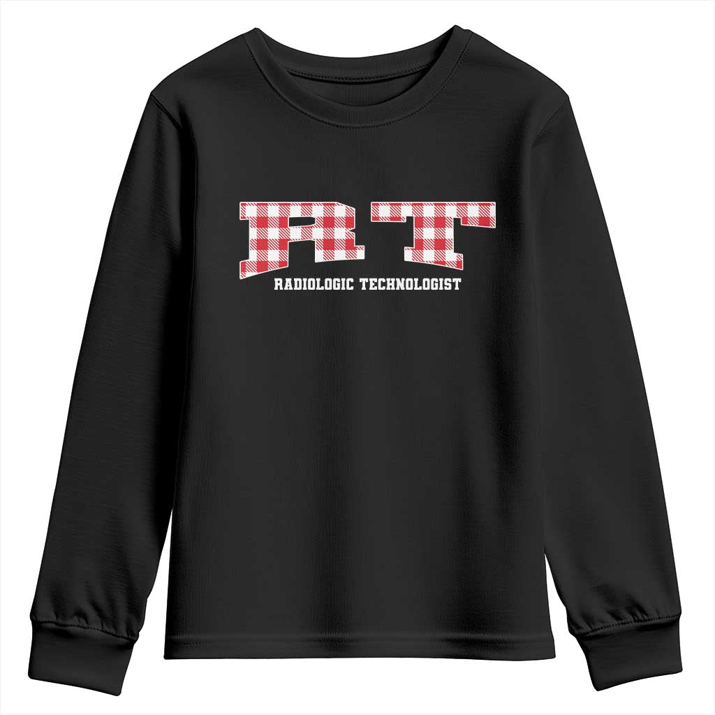 Christmas Radiology Technologist Youth Sweatshirt Buffalo Plaid RT Rad Tech Gift TS10 Black Print Your Wear