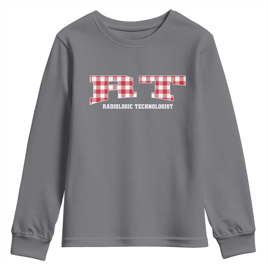 Christmas Radiology Technologist Youth Sweatshirt Buffalo Plaid RT Rad Tech Gift TS10 Charcoal Print Your Wear