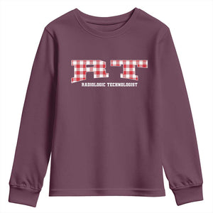 Christmas Radiology Technologist Youth Sweatshirt Buffalo Plaid RT Rad Tech Gift TS10 Maroon Print Your Wear