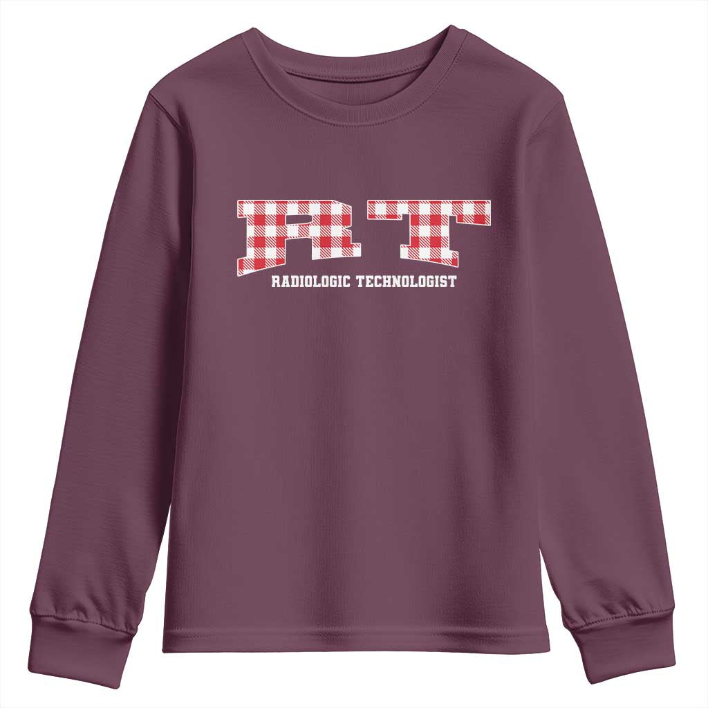 Christmas Radiology Technologist Youth Sweatshirt Buffalo Plaid RT Rad Tech Gift - Print Your Wear