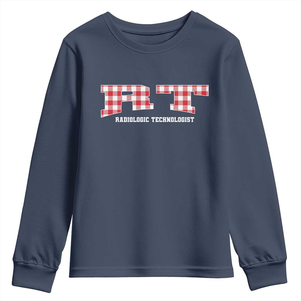 Christmas Radiology Technologist Youth Sweatshirt Buffalo Plaid RT Rad Tech Gift TS10 Navy Print Your Wear