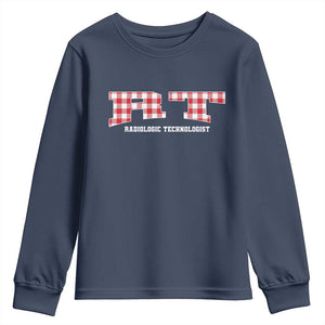 Christmas Radiology Technologist Youth Sweatshirt Buffalo Plaid RT Rad Tech Gift TS10 Navy Print Your Wear