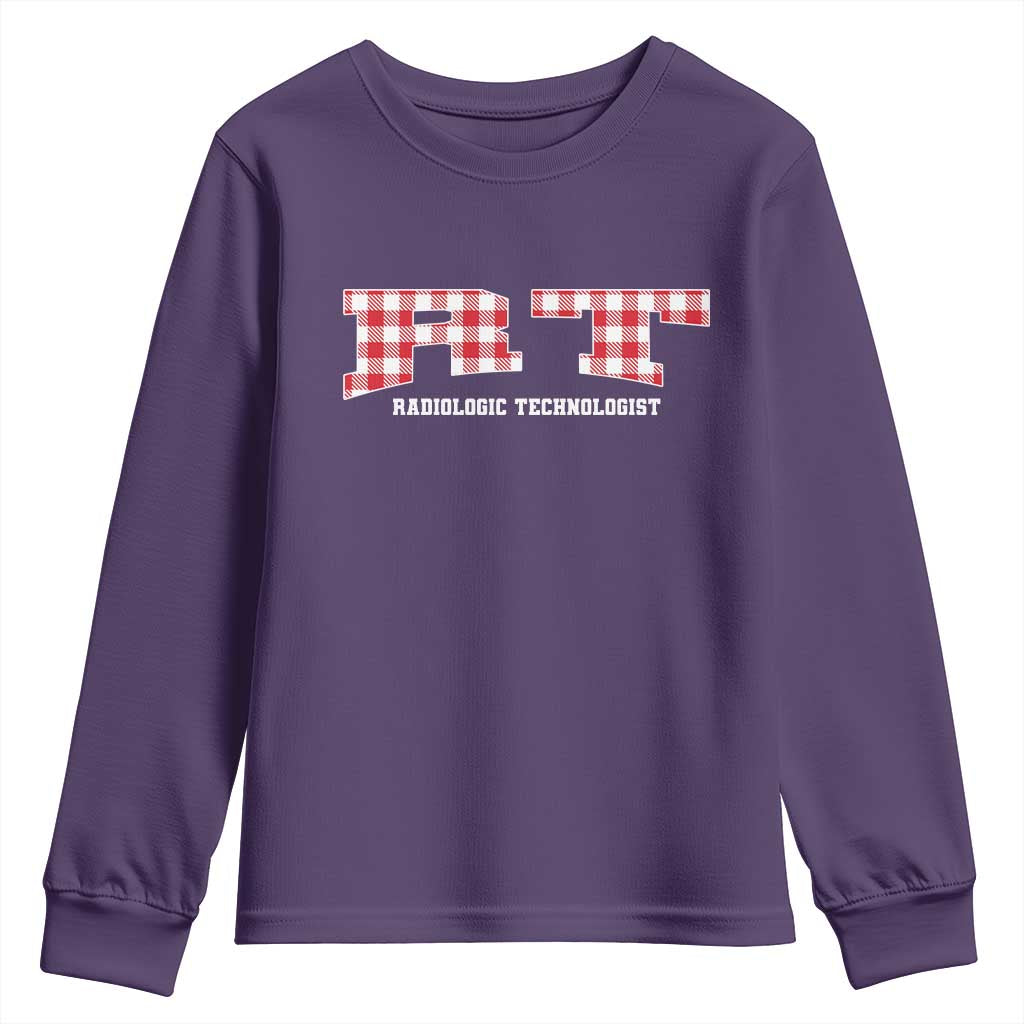 Christmas Radiology Technologist Youth Sweatshirt Buffalo Plaid RT Rad Tech Gift TS10 Purple Print Your Wear