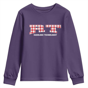 Christmas Radiology Technologist Youth Sweatshirt Buffalo Plaid RT Rad Tech Gift TS10 Purple Print Your Wear