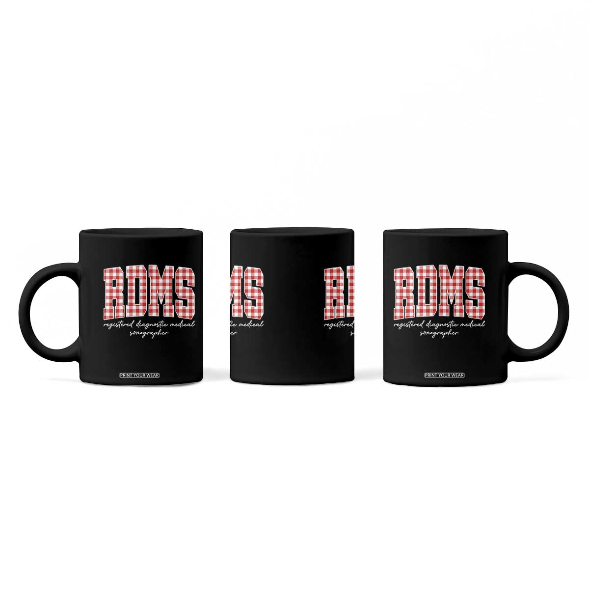 Christmas RDMS Coffee Mug Buffalo Plaid Sonographer Ultrasound Tech Gift - Print Your Wear