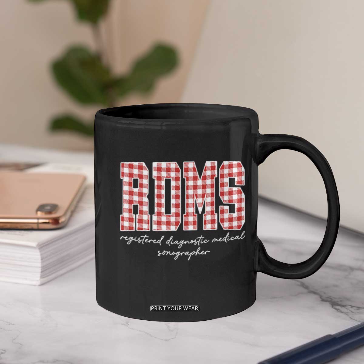 Christmas RDMS Coffee Mug Buffalo Plaid Sonographer Ultrasound Tech Gift TS10 Print Your Wear