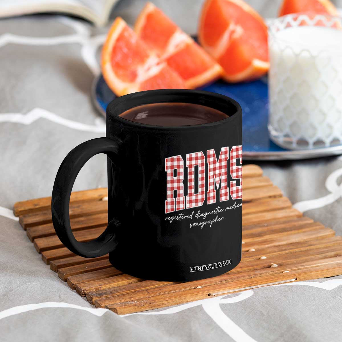Christmas RDMS Coffee Mug Buffalo Plaid Sonographer Ultrasound Tech Gift - Print Your Wear