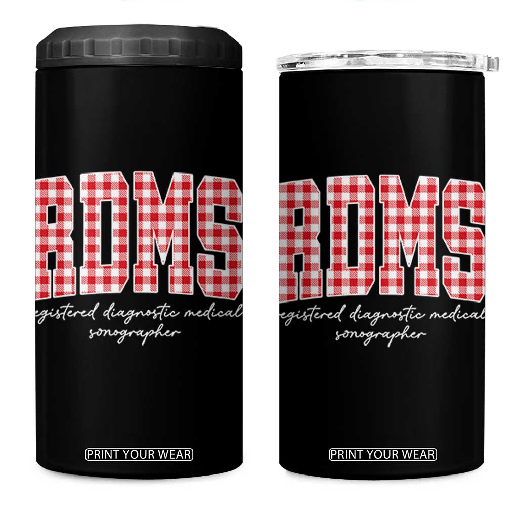 Christmas RDMS 4 in 1 Can Cooler Tumbler Buffalo Plaid Sonographer Ultrasound Tech Gift - Print Your Wear