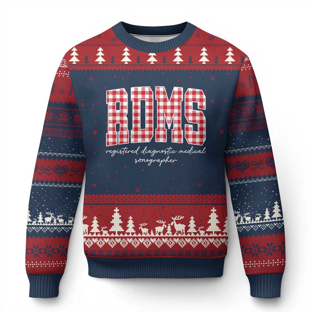 Xmas RDMS Ugly Christmas Sweater Buffalo Plaid Sonographer Ultrasound Tech Gift TS10 Navy Red Print Your Wear