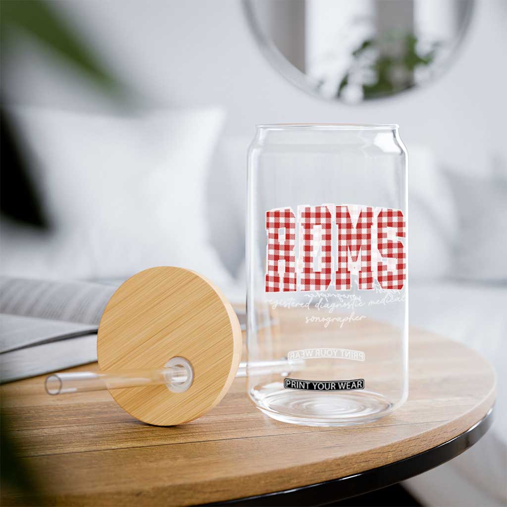 Christmas RDMS Glass Can Buffalo Plaid Sonographer Ultrasound Tech Gift - Print Your Wear