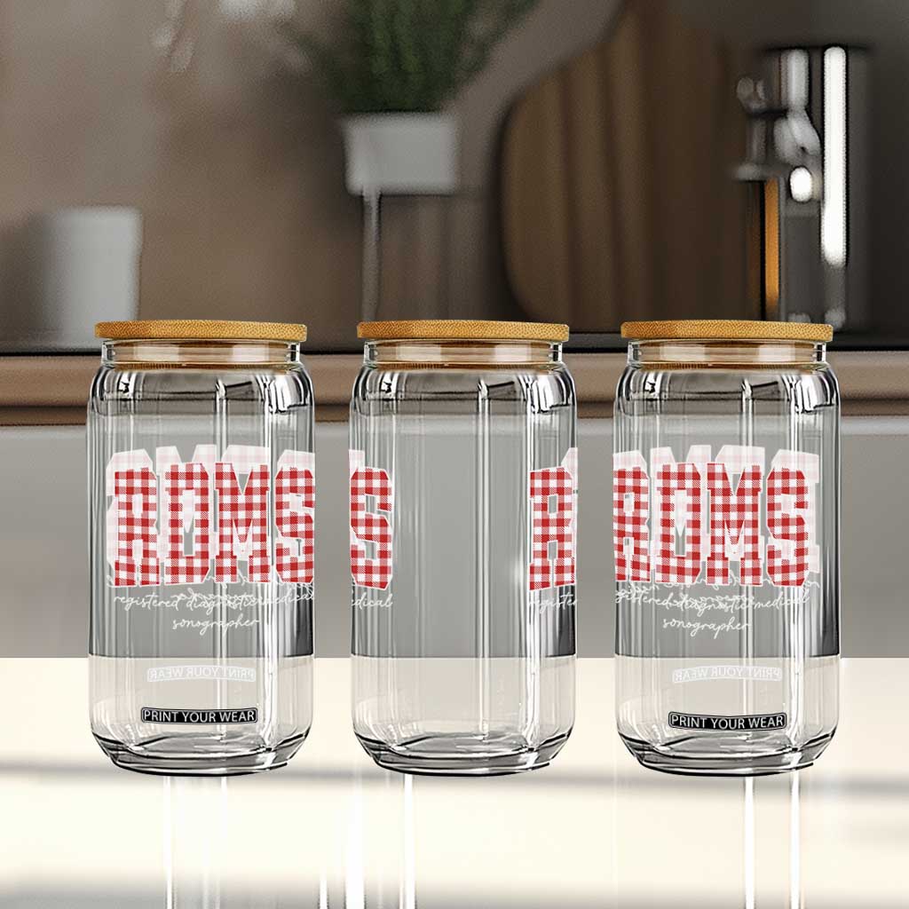 Christmas RDMS Glass Can Buffalo Plaid Sonographer Ultrasound Tech Gift - Print Your Wear