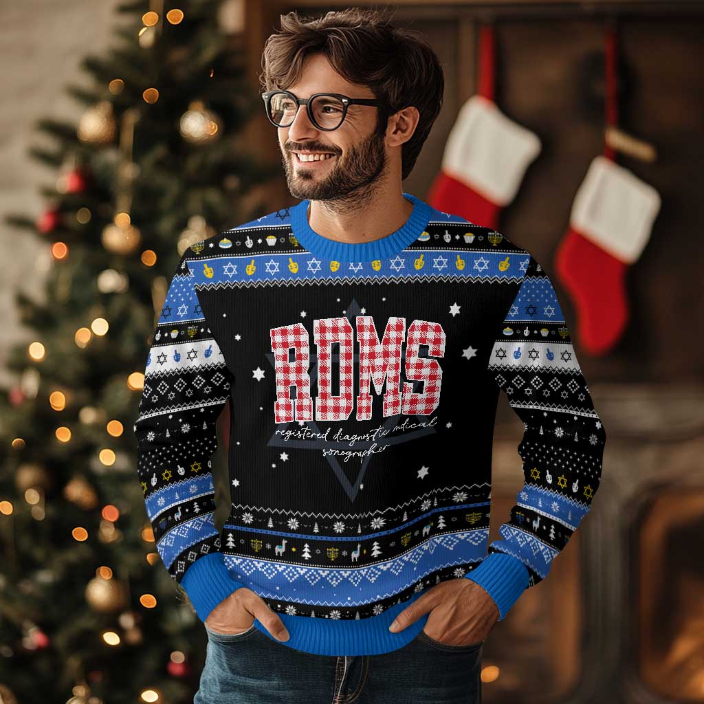 Christmas RDMS Hanukkah Ugly Sweater Buffalo Plaid Sonographer Ultrasound Tech Gift TS10 Black Blue Print Your Wear