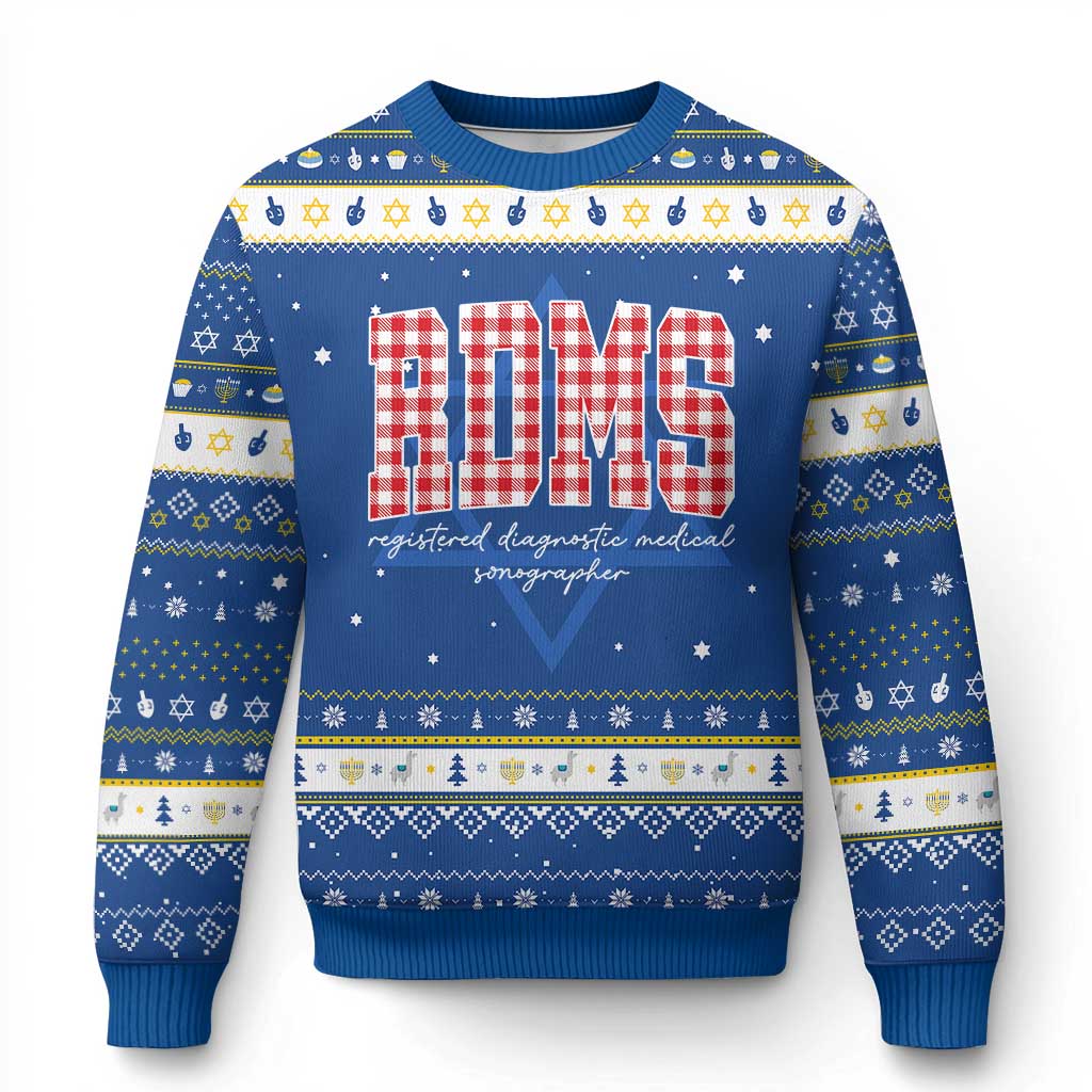 Christmas RDMS Hanukkah Ugly Sweater Buffalo Plaid Sonographer Ultrasound Tech Gift TS10 Blue White Print Your Wear