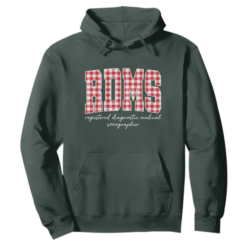 Christmas RDMS Hoodie Buffalo Plaid Sonographer Ultrasound Tech Gift TS10 Dark Forest Green Print Your Wear