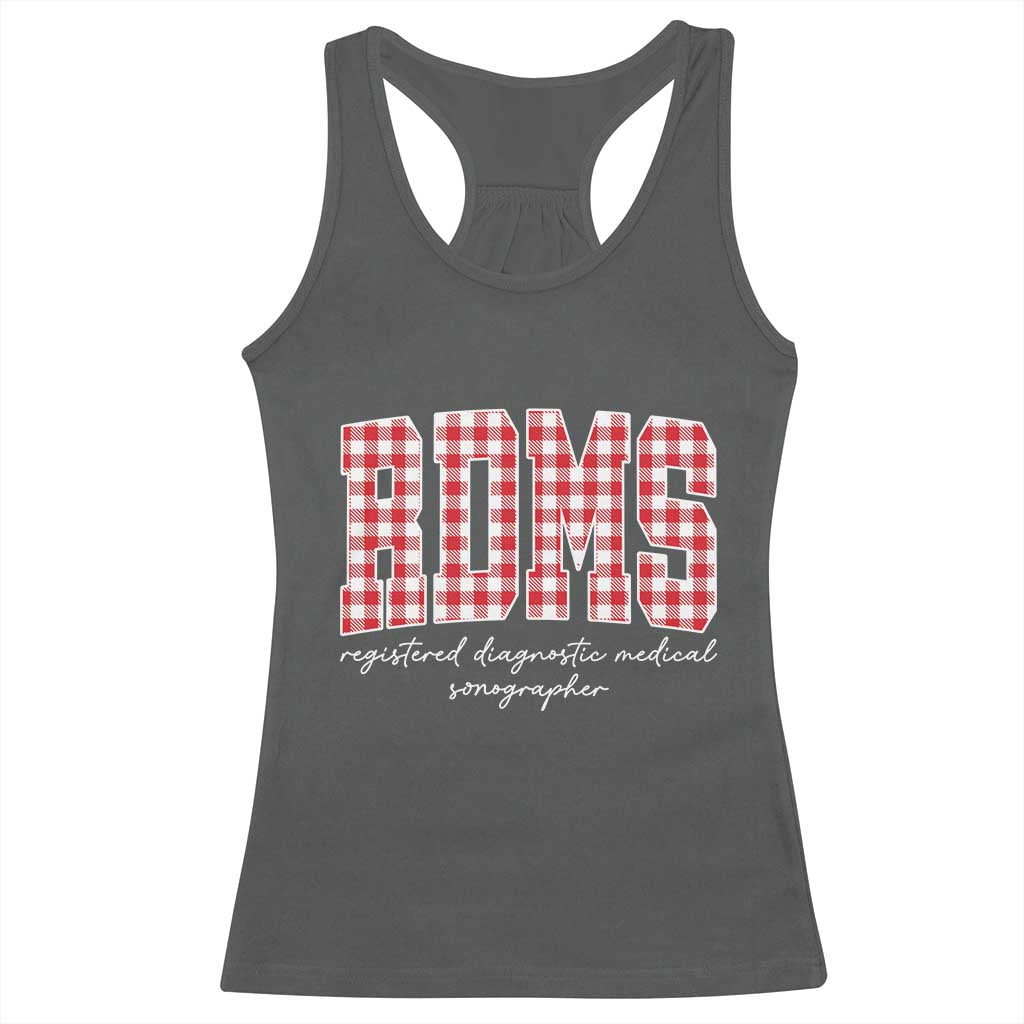 Christmas RDMS Racerback Tank Top Buffalo Plaid Sonographer Ultrasound Tech Gift TS10 Dark Heather Print Your Wear