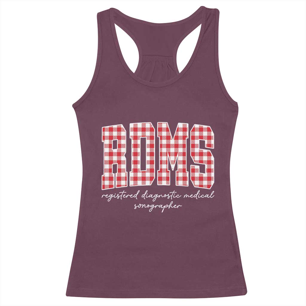 Christmas RDMS Racerback Tank Top Buffalo Plaid Sonographer Ultrasound Tech Gift TS10 Maroon Print Your Wear