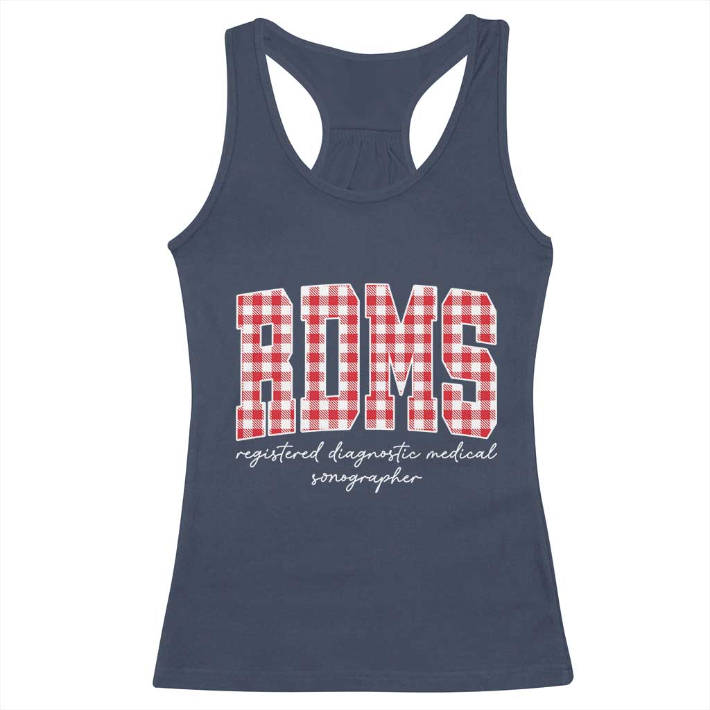 Christmas RDMS Racerback Tank Top Buffalo Plaid Sonographer Ultrasound Tech Gift TS10 Navy Print Your Wear