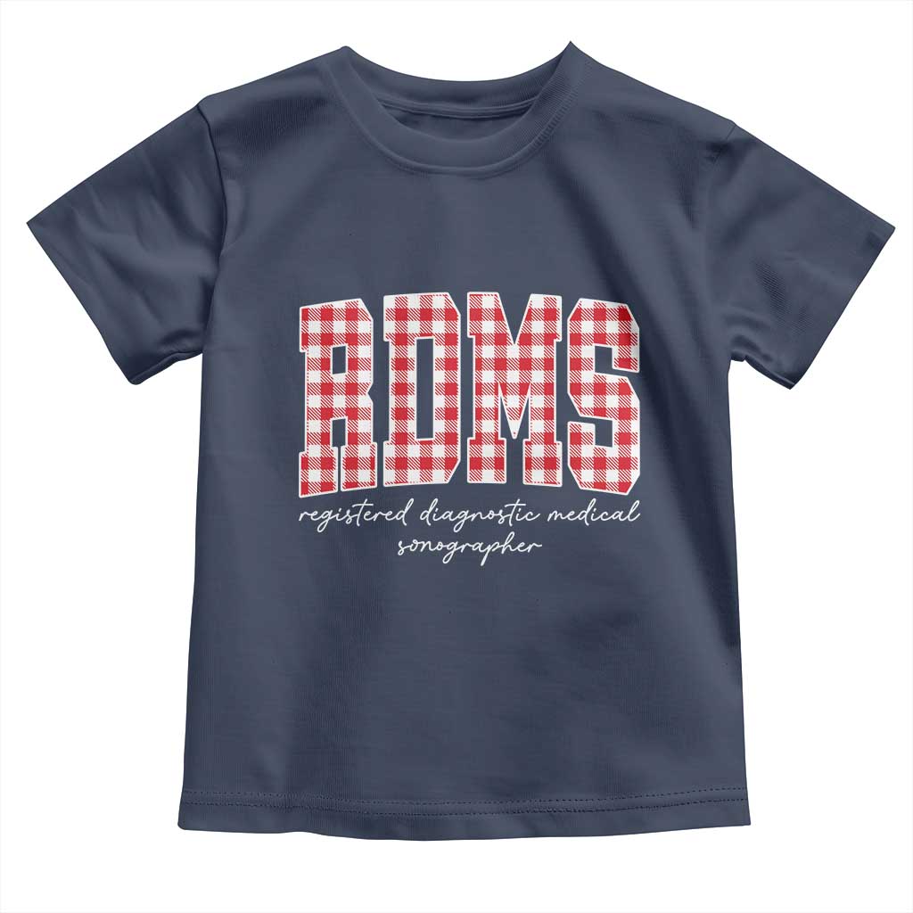 Christmas RDMS Toddler T Shirt Buffalo Plaid Sonographer Ultrasound Tech Gift TS10 Navy Print Your Wear