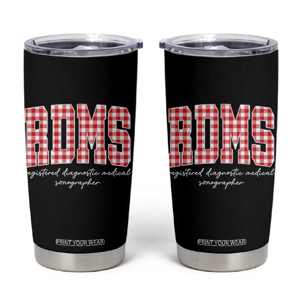 Christmas RDMS Tumbler Cup Buffalo Plaid Sonographer Ultrasound Tech Gift - Print Your Wear