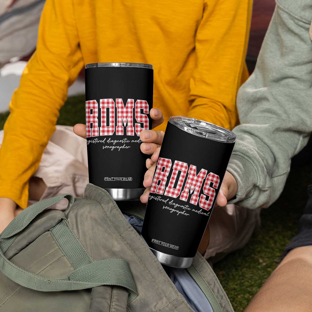 Christmas RDMS Tumbler Cup Buffalo Plaid Sonographer Ultrasound Tech Gift - Print Your Wear