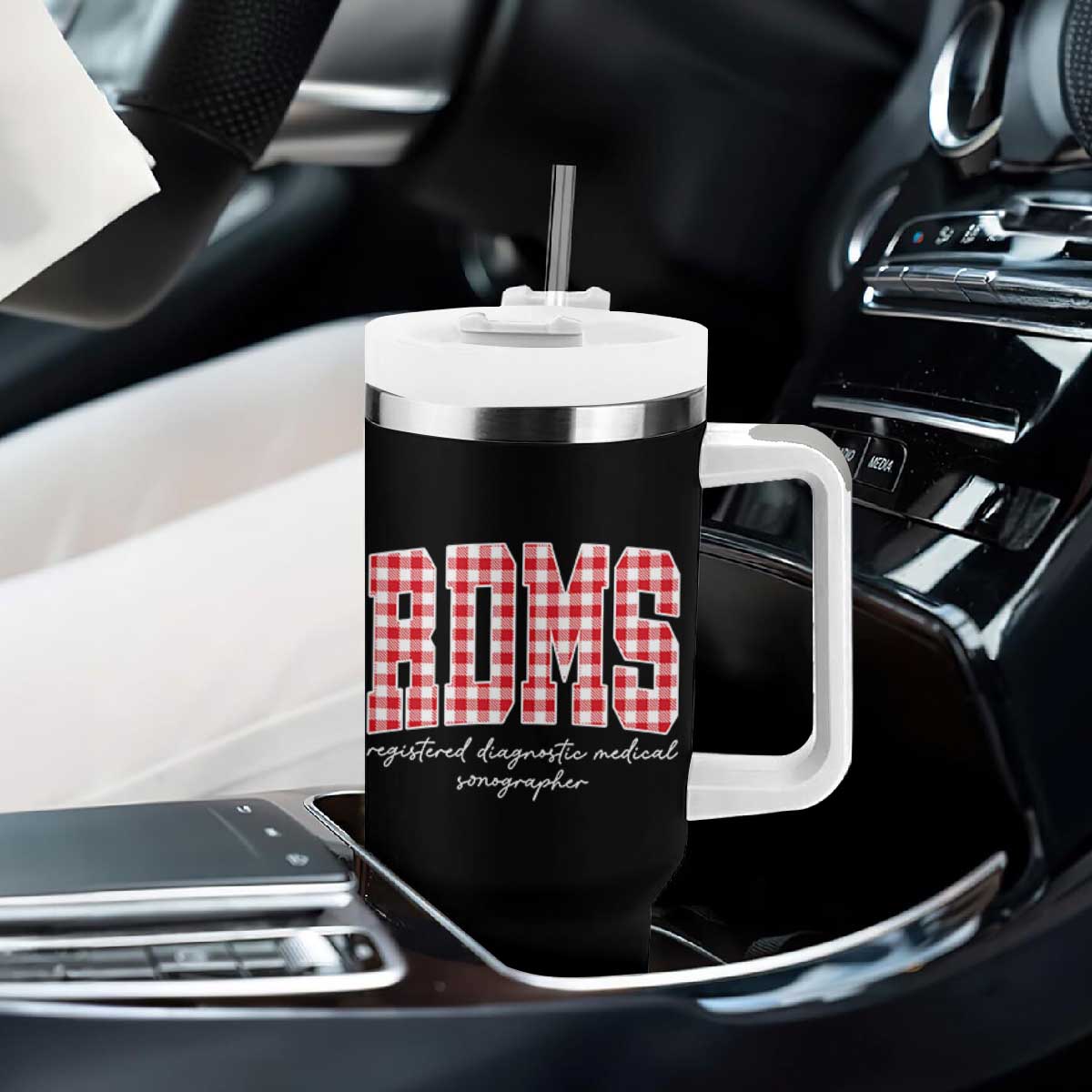 Christmas RDMS Tumbler With Handle Buffalo Plaid Sonographer Ultrasound Tech Gift TS10 Print Your Wear