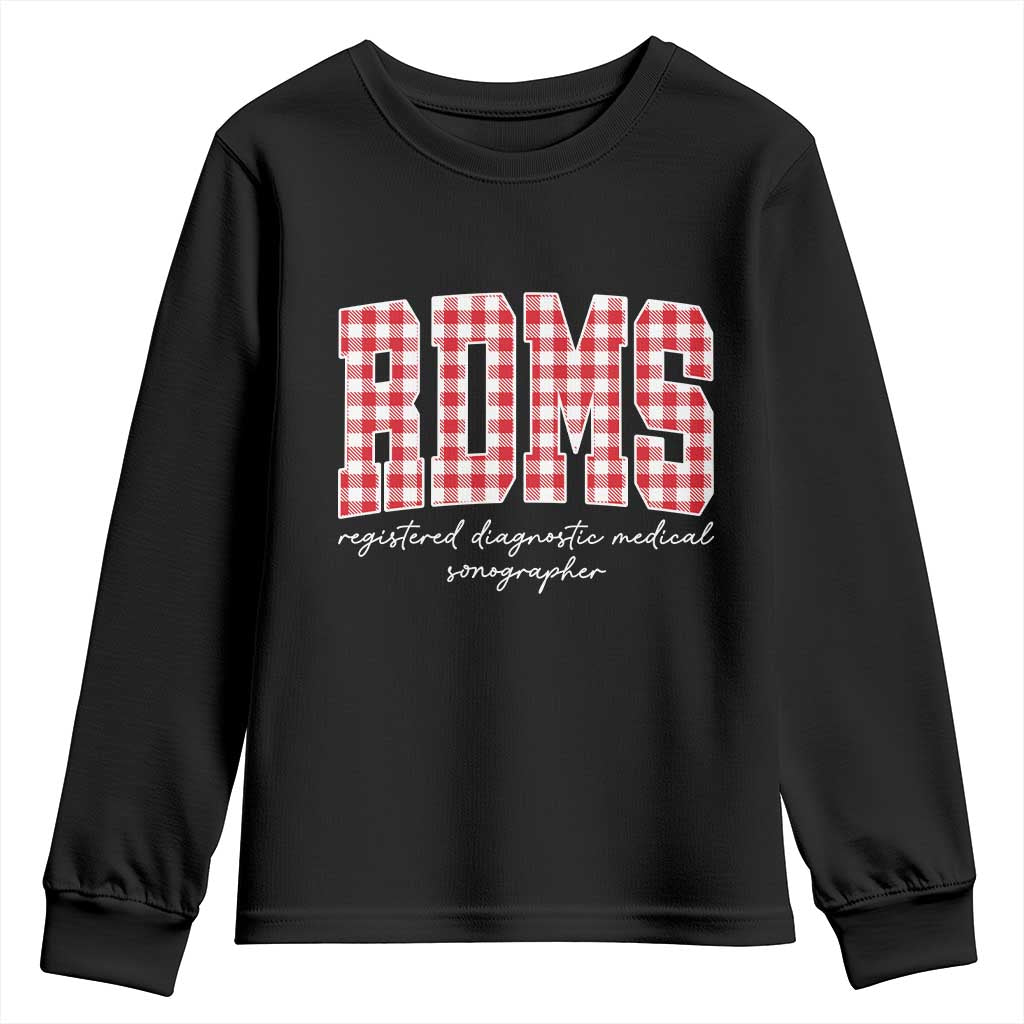 Christmas RDMS Youth Sweatshirt Buffalo Plaid Sonographer Ultrasound Tech Gift TS10 Black Print Your Wear