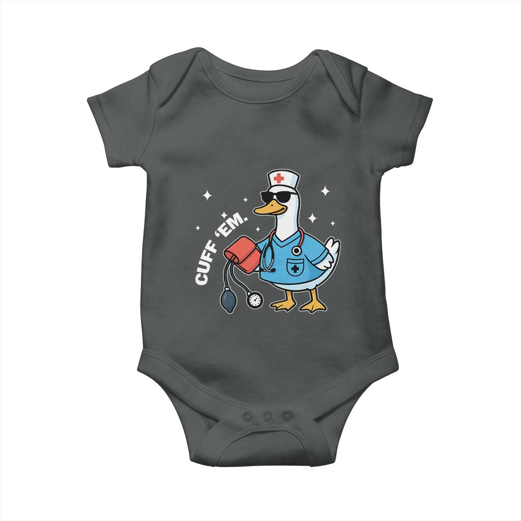 Goose Nurse Baby Onesie Cuff Em Cute Nursing Graduation Gift TS10 Dark Heather Print Your Wear