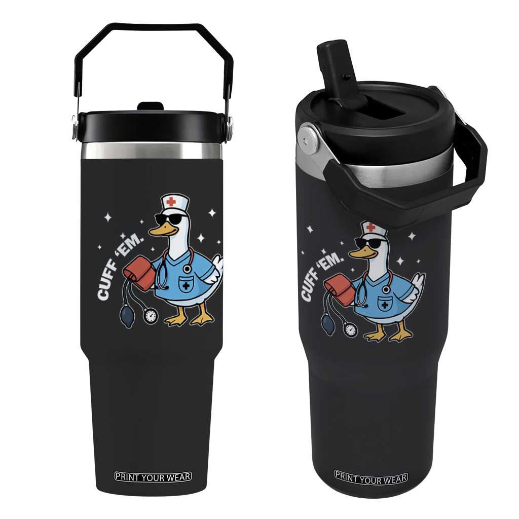 Goose Nurse Flip Straw Tumbler Cuff Em Cute Nursing Graduation Gift TS10 One Size: 30 oz Black Print Your Wear